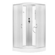 Душ. кабина ER3509P-C3-RUS 90*90*215см,зад.стенка бел.ст. мат 4 мм низ.под.без г/м.проф.хром. 3к.