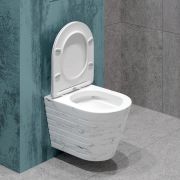 Унитаз подвесной K703MD белый мрамор безободковый, сиденье тонкое ДП,¶крепления