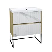 Подстолье SANTREKHOME«АДЕЛАИДА лофт-60 » (Белый мрамор) 2ящ умыв. «Paola alba 60» 595х810х445